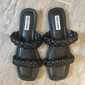 Steve Madden Black Size 8 Braided Leather Sandal